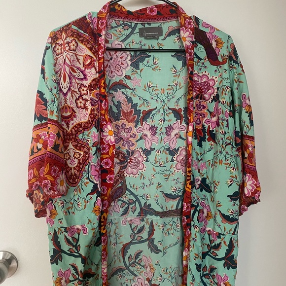 Anthropologie Duster/Long Throw - Blue/Red/Pink - One Size (fits M/L) - Picture 4 of 4